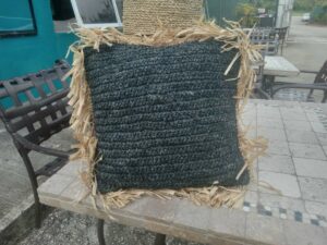 Black Woven Throw Cushion (Flared Edge)