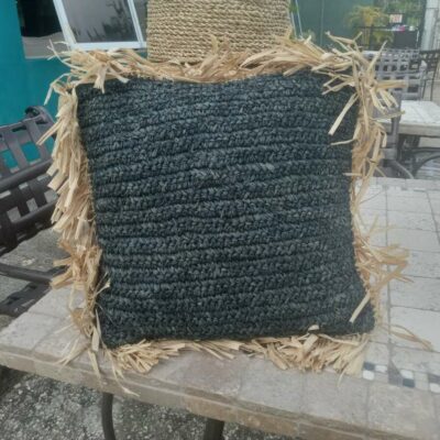 Black Woven Throw Cushion (Flared Edge)