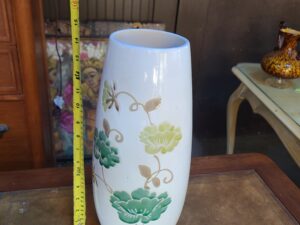 Beige Vase w/ Floral Design