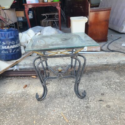 Metal End Table w/Glass Top