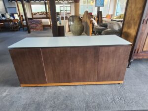 Wooden Credenza with Glass Top
