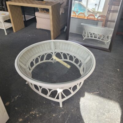 Glass Top Wicker Coffee