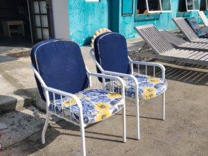 Pair of Aluminum Patio Chairs w/ Cushions